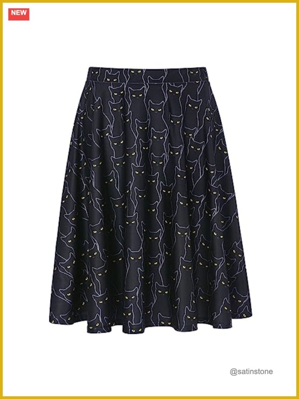 HDE Women's High Waist Pleated A-Line Skater Midi Skirt Knee Length Elastic